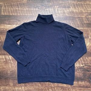 Orvis 100% cashmere navy blue super soft turtleneck sweater size XL